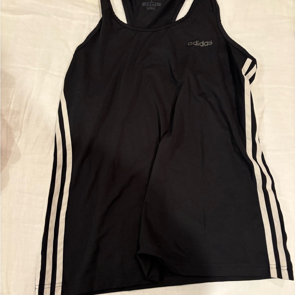 Adidas Black Sleeveless Top with White Accents